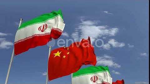 Waving Flags of Iran and China on Sky Background | Motion Graphics - Envato elements