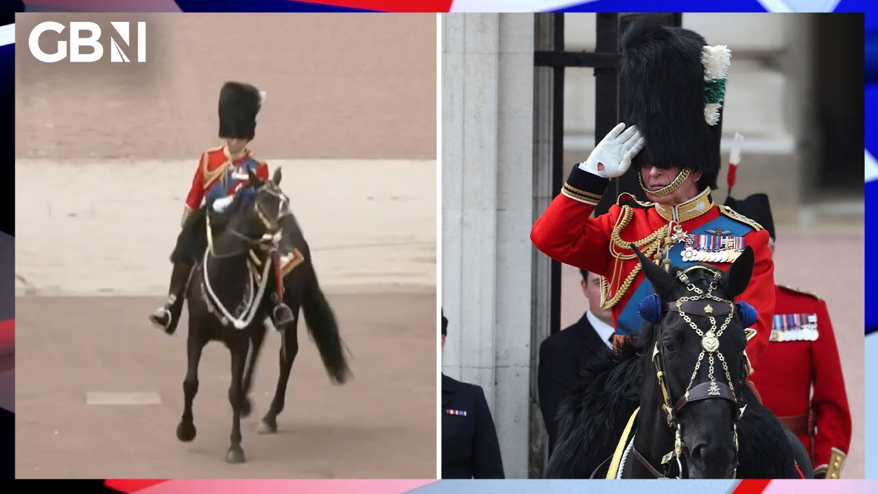 King Charles struggles to steady out of control horse during Trooping the Colour