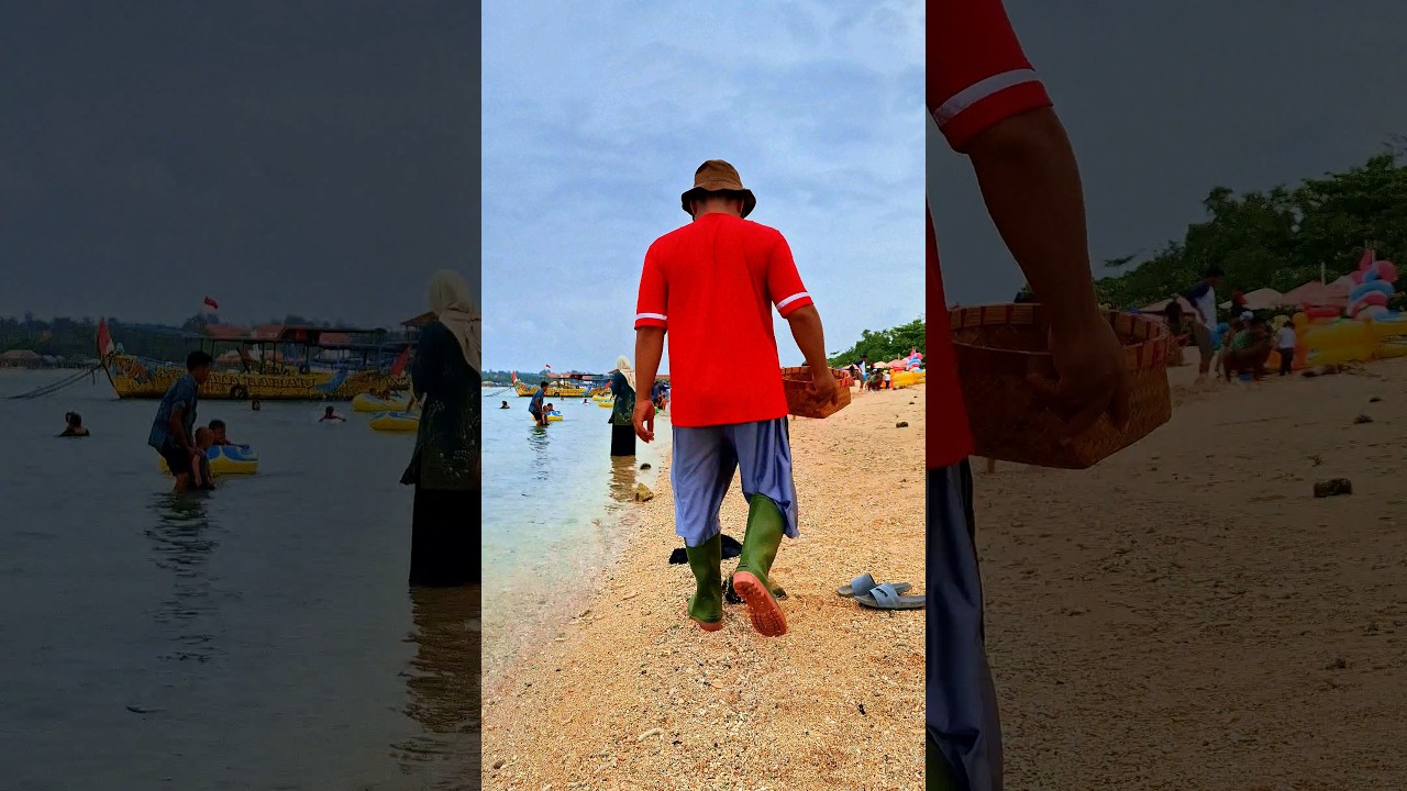 Hunting and catching mulletfish, grouperfish on the beach 