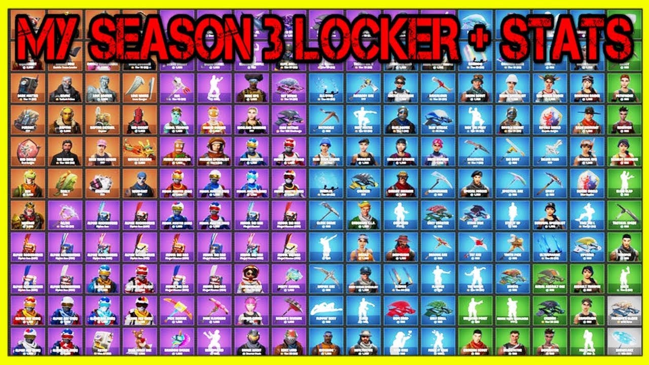 SHOWING MY LOCKER & STATS (SEASON 3) | ALL MY SKINS ... - 1280 x 720 jpeg 242kB