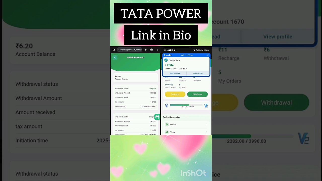 TATA POWER" App Payment Proof | Bank Withdrawal ₹384 