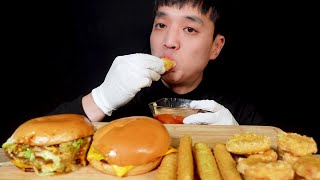 더블치즈버거 치즈스틱 맥너겟 먹방 ASMR MUKBANG Bulgogi Burger & CHEESE STICK & CHICKEN NUGGET  ハンバーガー eating sounds