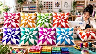 Beautiful Patchwork Block From Fabric Scraps // Stunning Patchwork Pillow // Easy Sewing Idea News