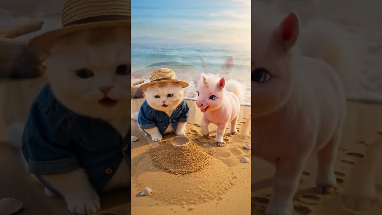 Pink baby unicorn best friend at the beach! 🦄🏝️ 