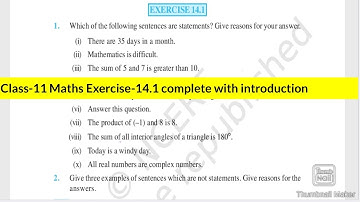 NCERT Class-11 Maths Chapter-14(Mathematical Reasoning) Exercise-14.1 Complete with introduction