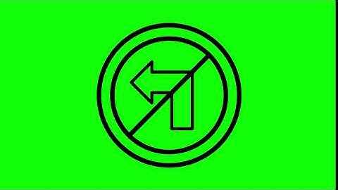 Animated No Left Turn Icon on Green Screen With Pop-up Sound