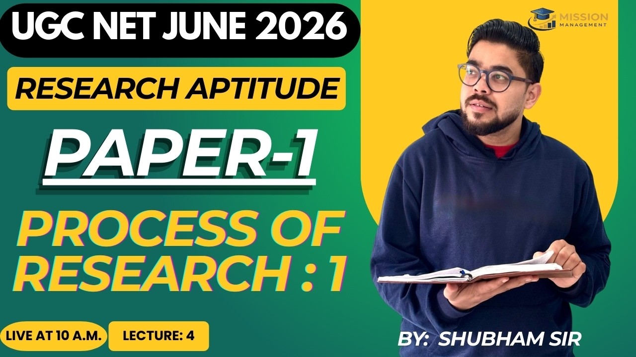 UGC NET June 2026 Paper 1 | Process of Research-1 I Lecture 4 | Full Course in Hindi I By Shubham
