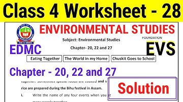 Worksheet 28 Class 4 EVS EDMC class 4th Environmental Studies कार्यपत्रक 28 with Solution