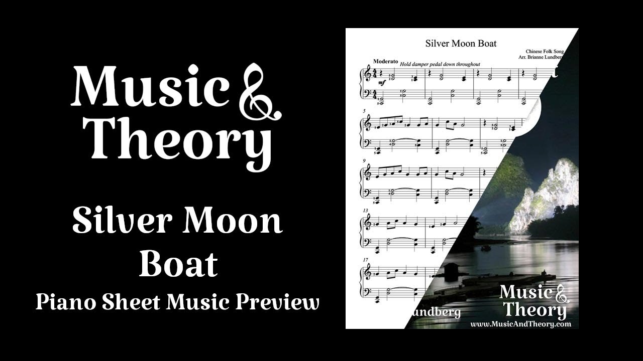 "Silver Moon Boat" Chinese Folk Song Piano Sheet Music
