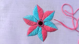 The most beautiful flower design। Hand embroidery flower design for beginners। Hand crafts!!