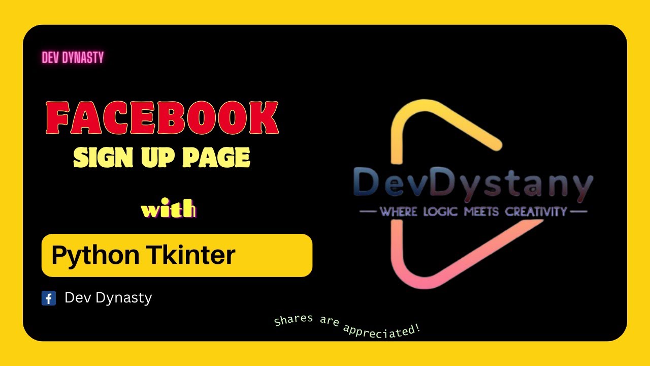 Creating a Facebook Sign-Up Page with Python Tkinter | Step-by-Step ...
