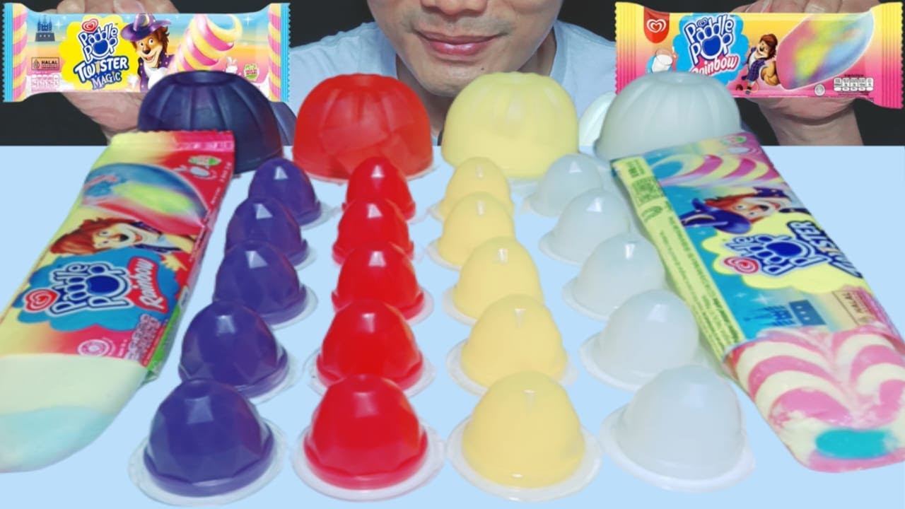 ASMR ICE CREAM PADDLE POP RAINBOW JELLY PUDDING PADDLE POP TWISTER