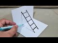 Very easy 3d drawing stairs on paper for beginners