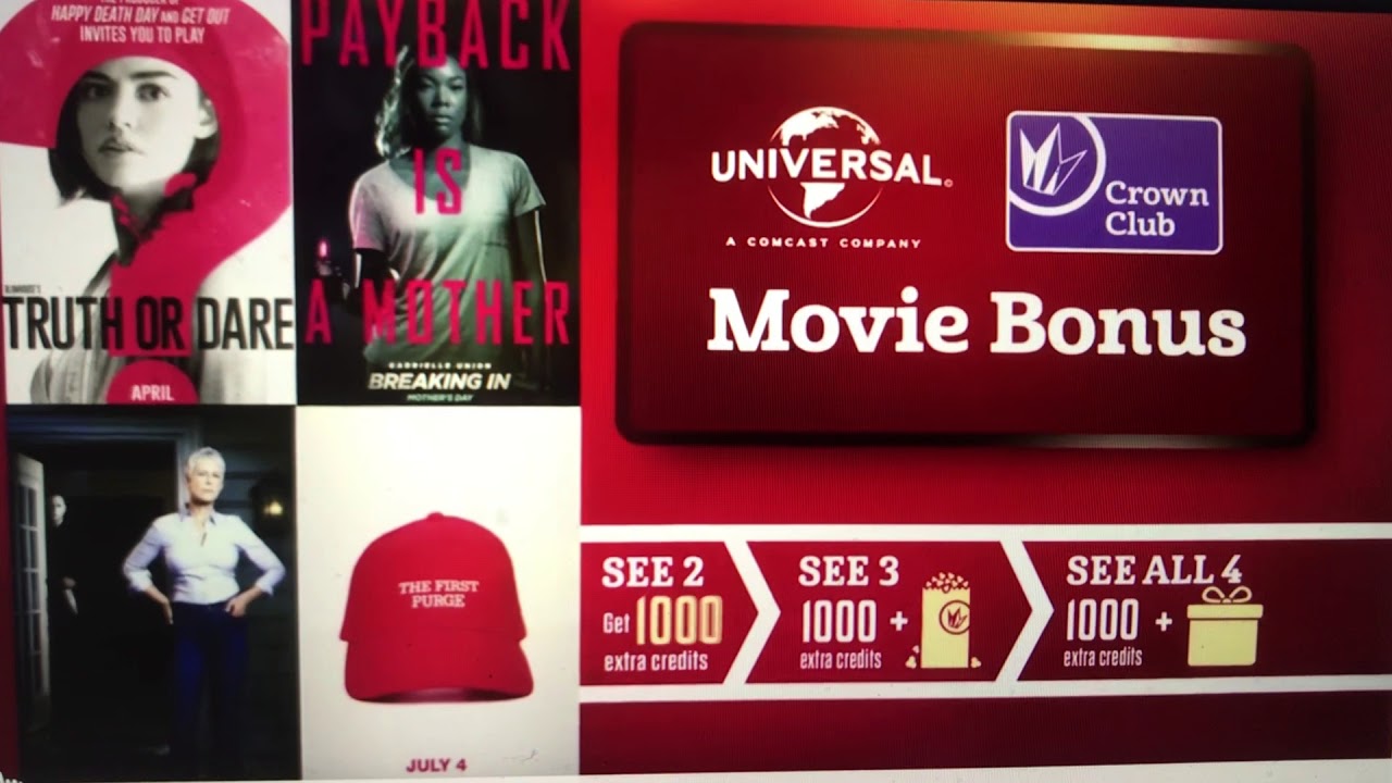 Universal Pictures Movie Bonus/Regal Crown Club. All 4 Universal