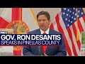 Governor desantis speaks at press conference in redington shores