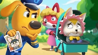 fake child dont play with strangers police cartoon kids cartoon sheriff labrador babybus