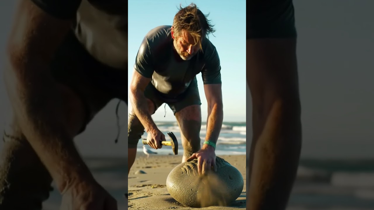 What’s Inside This Weird Beach Rock? Explorer Smashes It Open With a Hammer! 😳🪨🌊