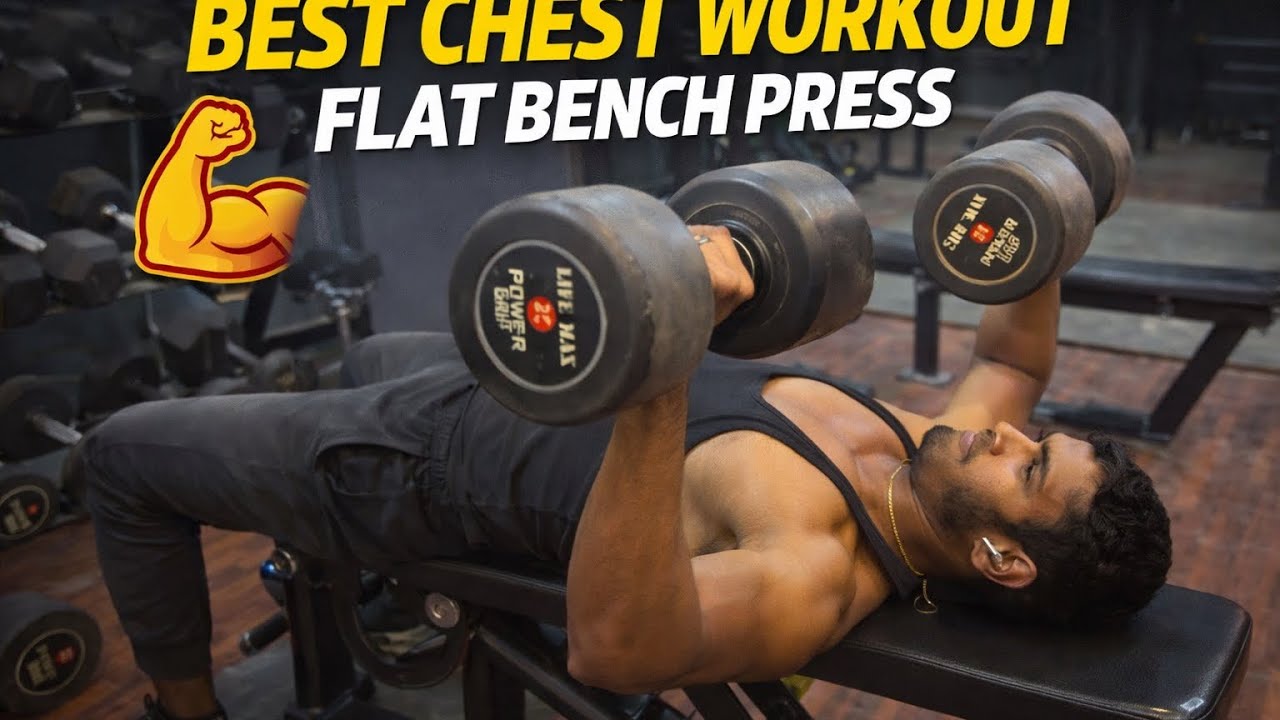 ￼ Dumbbell, flat bench press / chest workout/ balking chest workout 💪