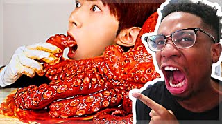 LADY EATS GIANT LIVE OCTOPUS!! (it tried to escape)