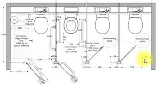 Standard size of Bathroom /Toilet and Handicap Toilet Design plan with Detail in English / Hindi