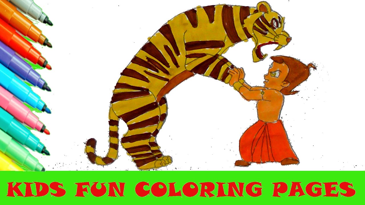 chhota bheem and tiger cartoon coloring pages kids fun art color