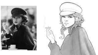 Kate Moss sketch in procreate