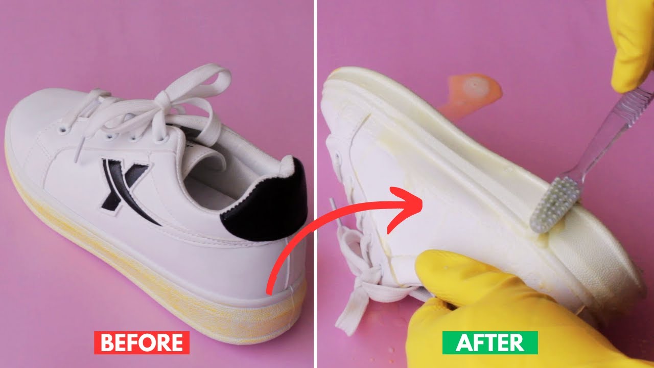 How to Remove Yellow Stains from White Shoes Sole - YouTube