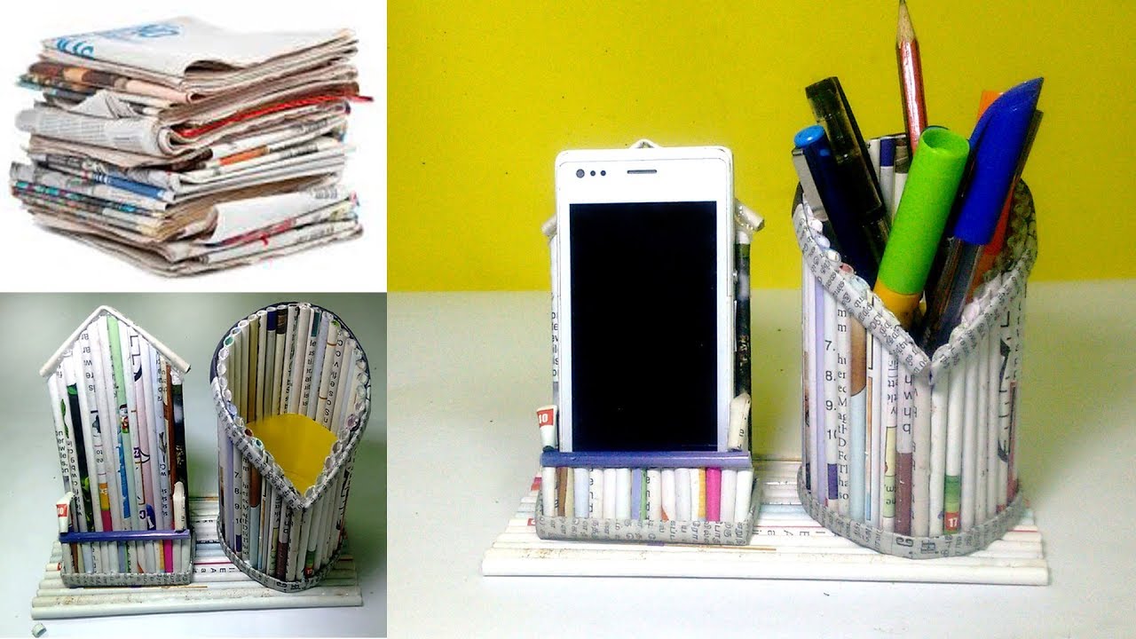 How to make a mobile and pen holder Using Newspaper Newspaper 5 All