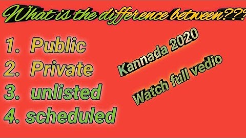 Difference between public private scheduled and unlisted||YouTube tips