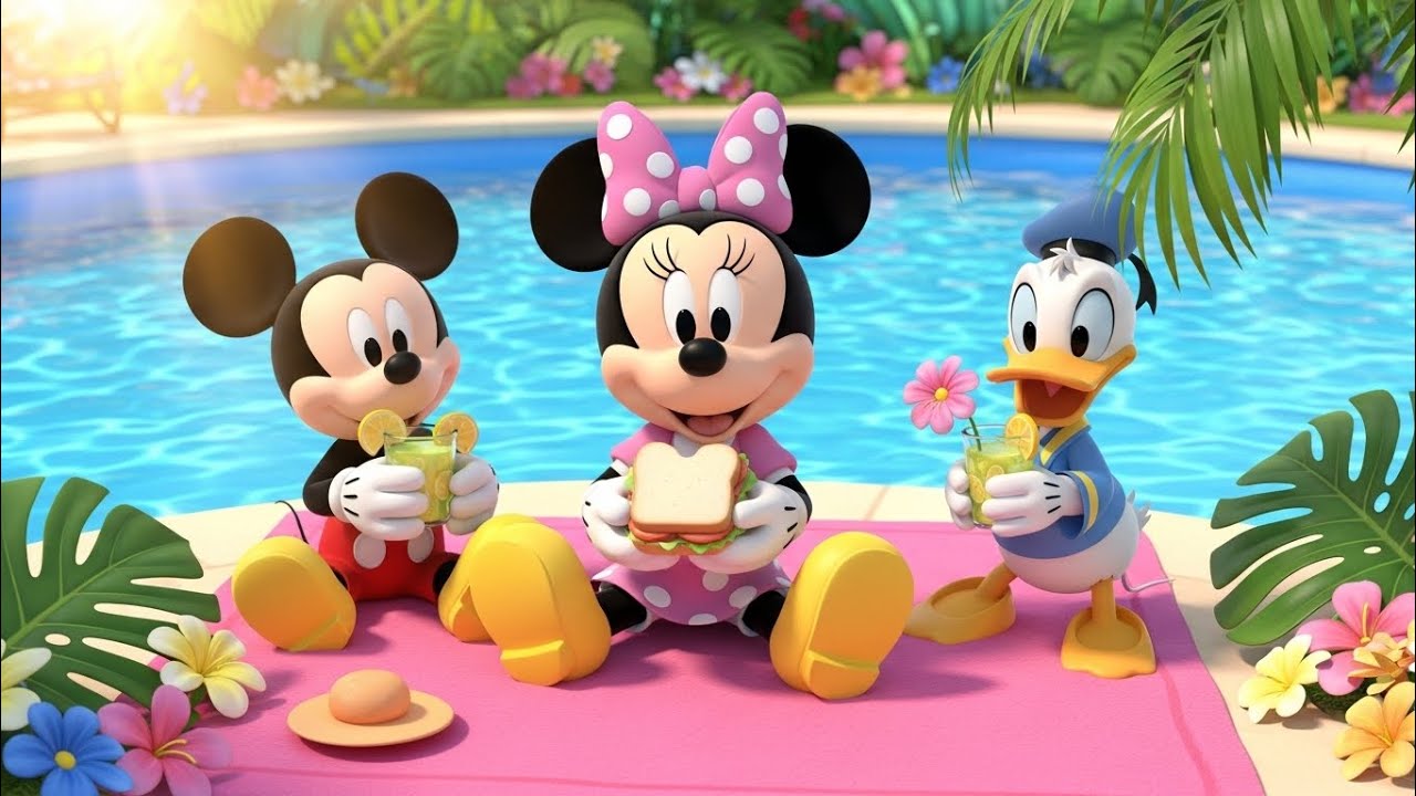 Mickey Mouse & Friends Tropical Pool Fun! 🏖️ Minnie Daisy Picnic Story 3D