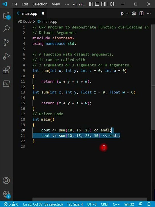 CPP Program to demonstrate Function overloading in Default Arguments ...