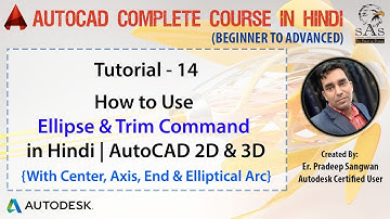 Autocad 2016 - Tutorial for Beginners : 14. How to draw a Ellipse (Use Trim)