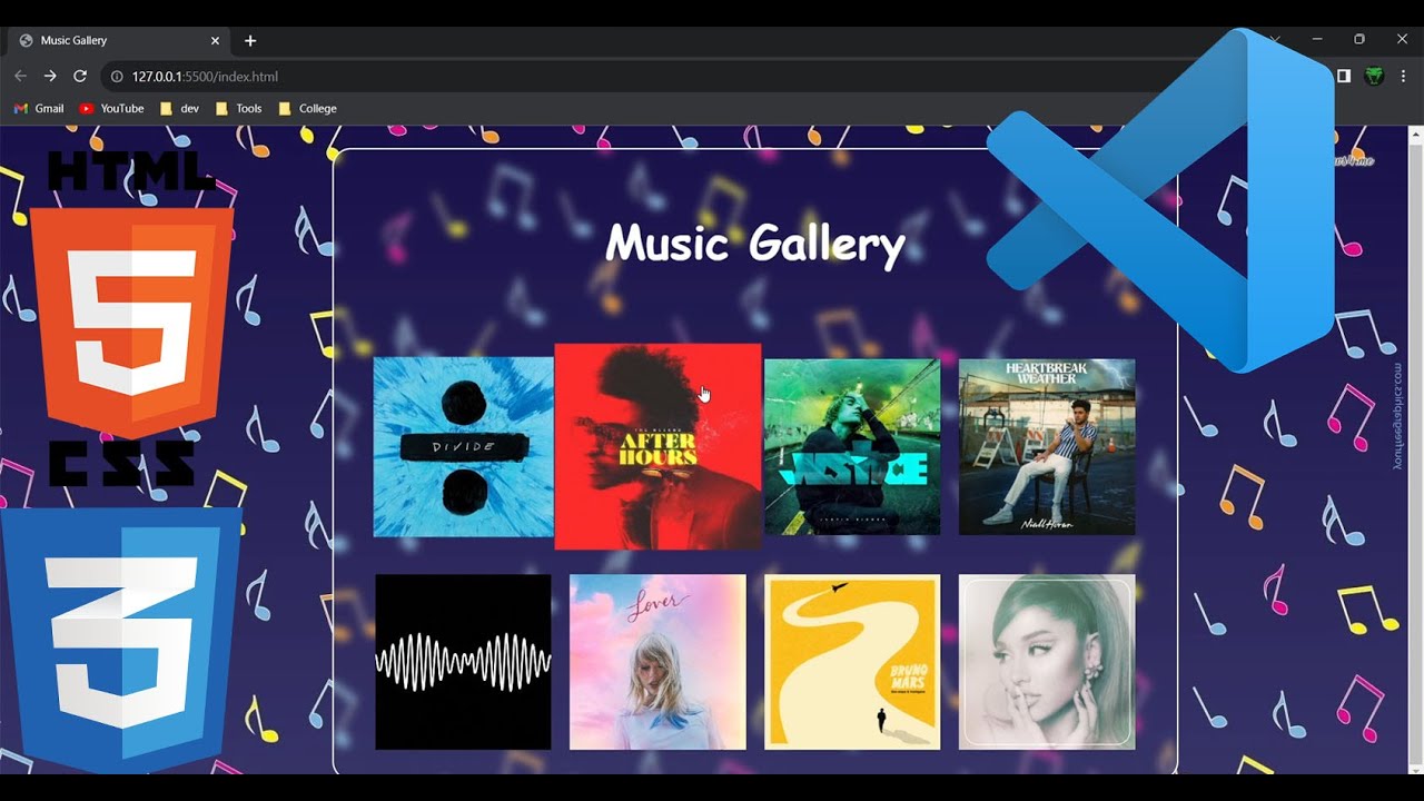 ONLINE MUSIC GALLERY (PLAIN HTML AND CSS) - YouTube