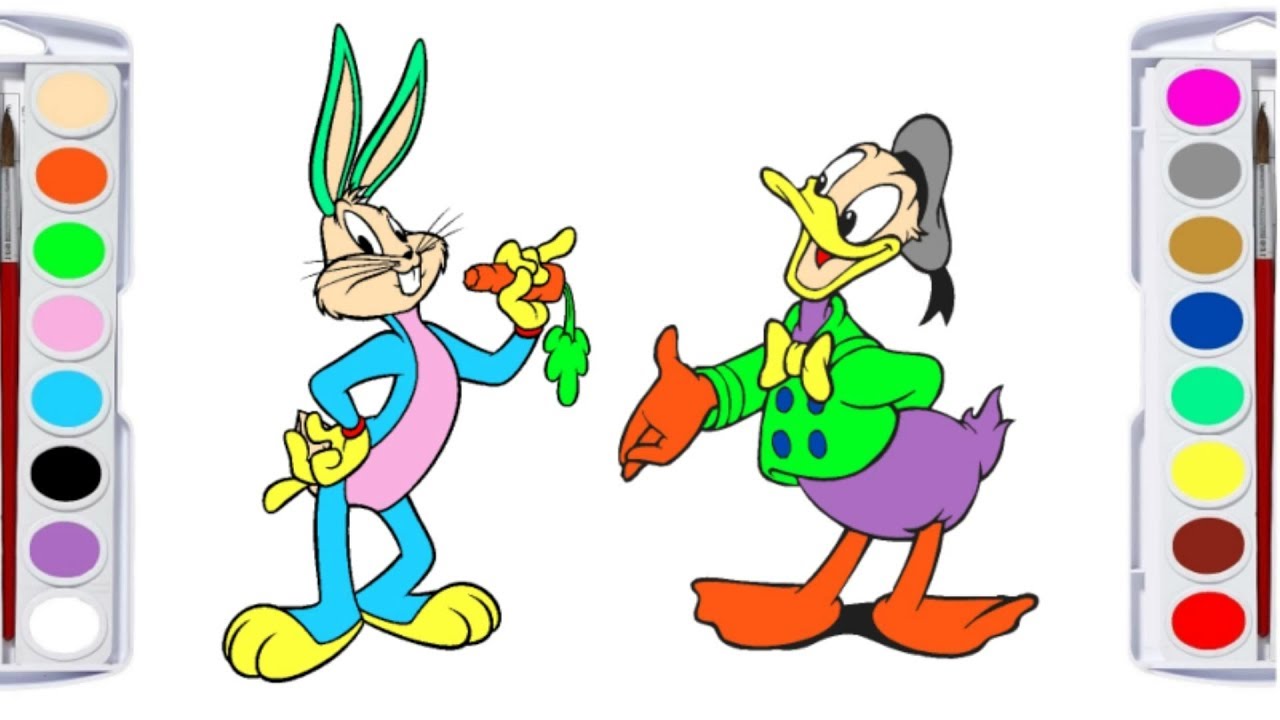 How To Drawing Bugs Bunny And Daffy Duck | Coloring Pages For Kids ...