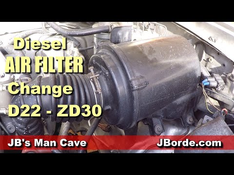 How To Change a D22 Frontier Turbo Air Filter on ZD30 Engine DIY NP300 | JB&rsquo;s Man Cave by JBorde.com