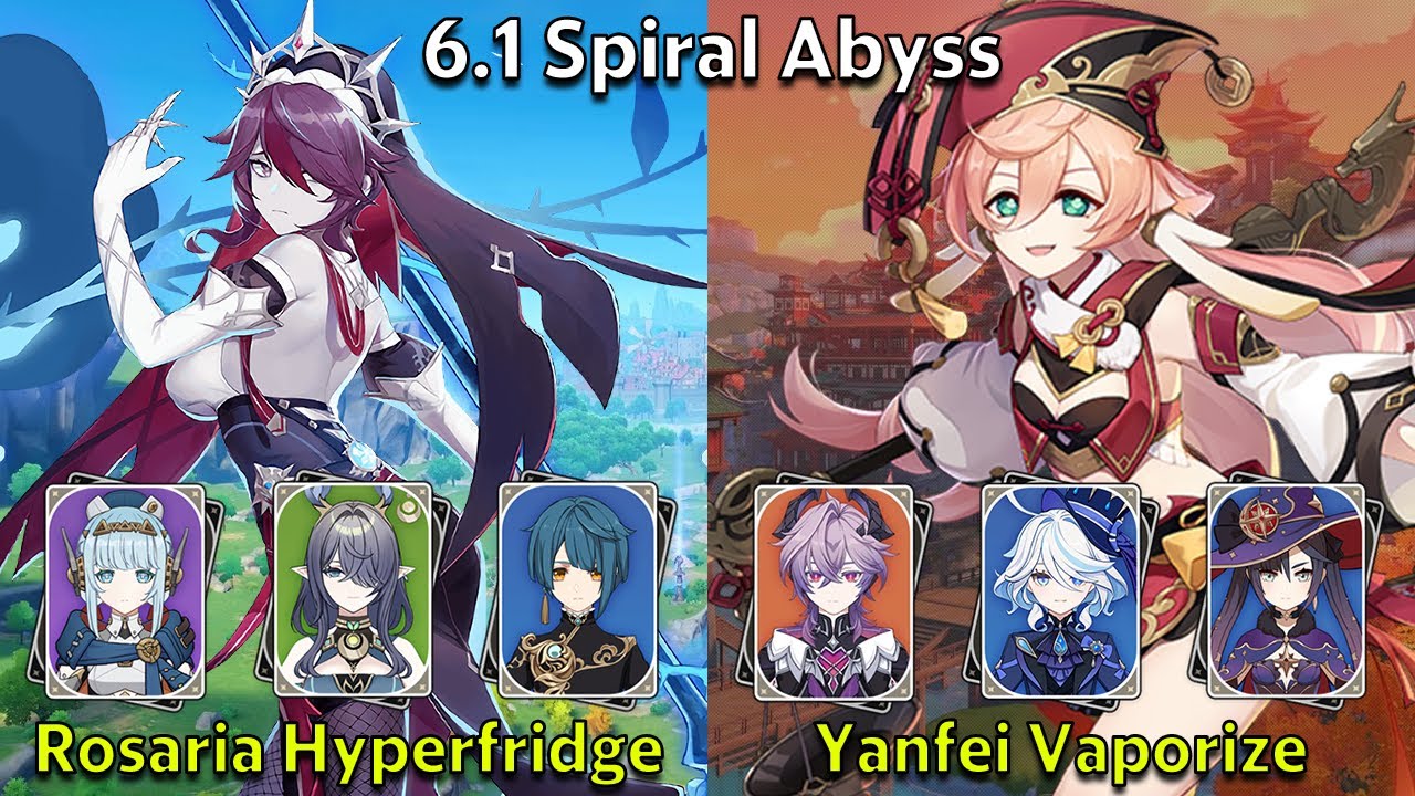 C6 Rosaria Hyperfridge & C6 Yanfei Vaporize - Genshin Impact 6.1 Spiral Abyss Full Clear
