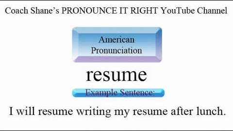 How to pronounce RESUME - American Pronunciation for ESL Students