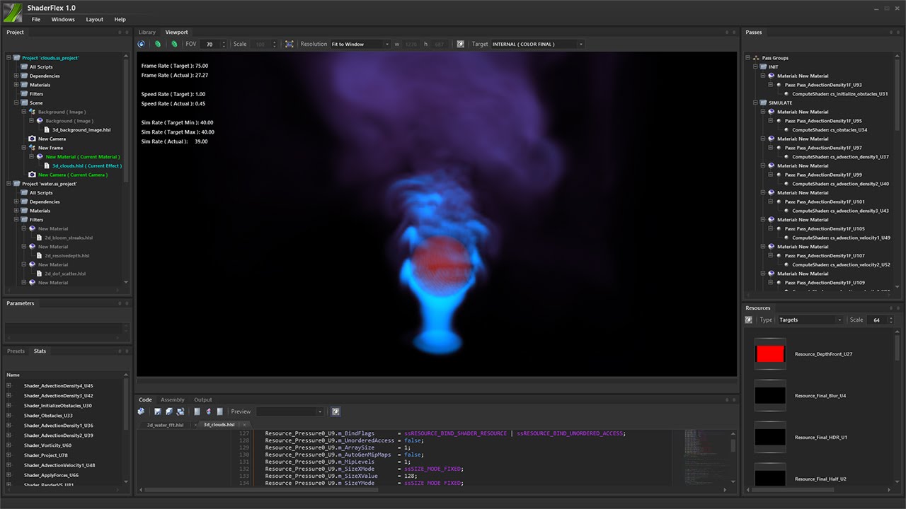 ShaderFlex: Real-time Volumetric Fluid Simulation