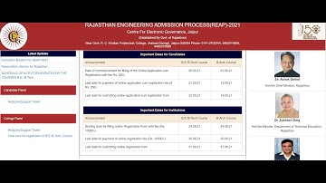 How a candidate can apply in REAP Rajasthan Engineering Admission Process  2021 | REAP-2021