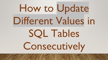 How to Update Different Values in SQL Tables Consecutively