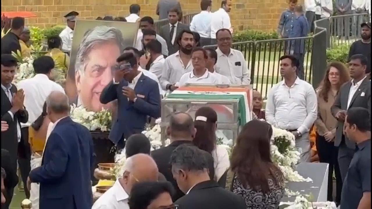 Hundreds file by casket containing body of late Indian industrialist, Ratan Tata