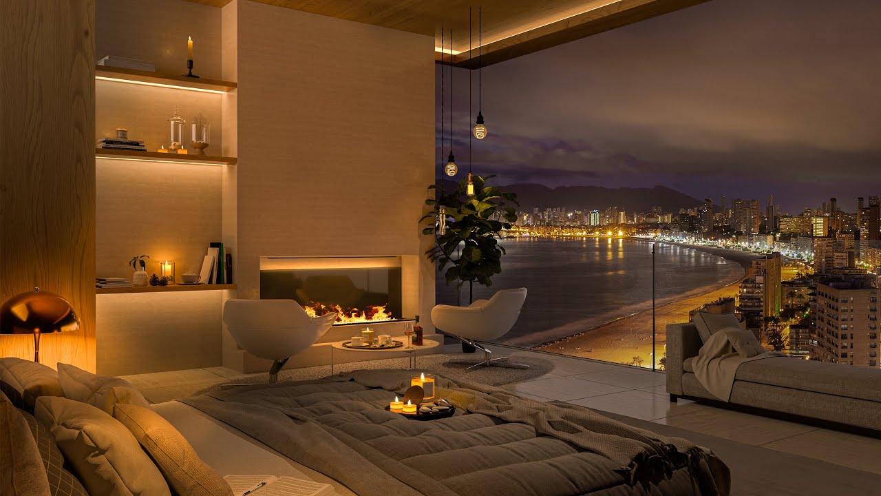 Smooth Jazz Nights by the Coast 🎵 Luxurious Bedroom Ambience for