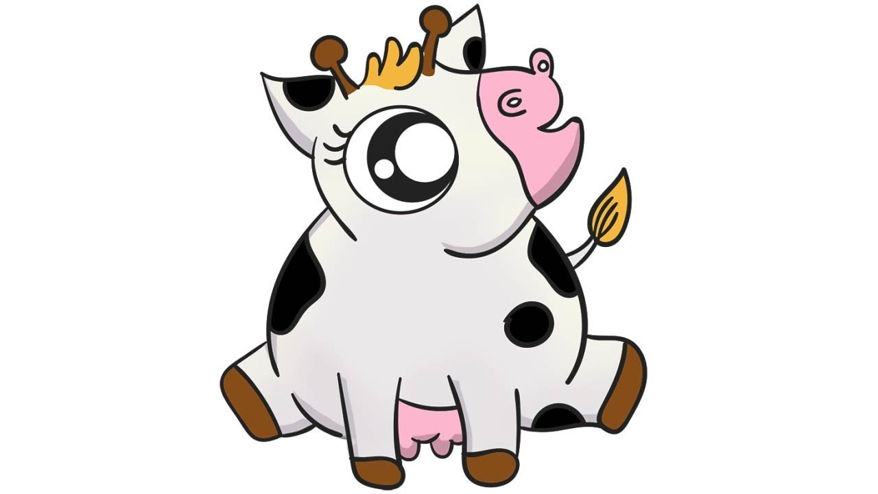 Cómo Dibujar Una Vaca Sentada Kawaii Youtube