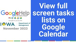 View full screen tasks lists on Google Calendar