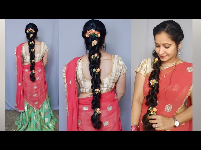 7 Beautiful Hairstyles For Silk Saree - Paperblog | Saree hairstyles,  Nayanthara hairstyle, Saree