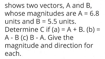 Figure 3-36 shows two vectors, A and B, whose magnitudes are A = 6.8 units and B = 5.5 units.
