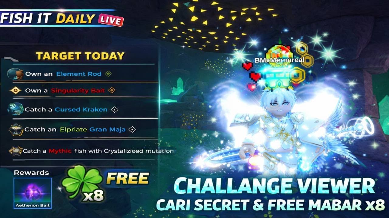 FISH IT LIVE - CHALLANGE VIEWER CARI SECRET BONUS 1 SECRET + FREE DAILY MABAR X8 DAN MINIGAMES PART2