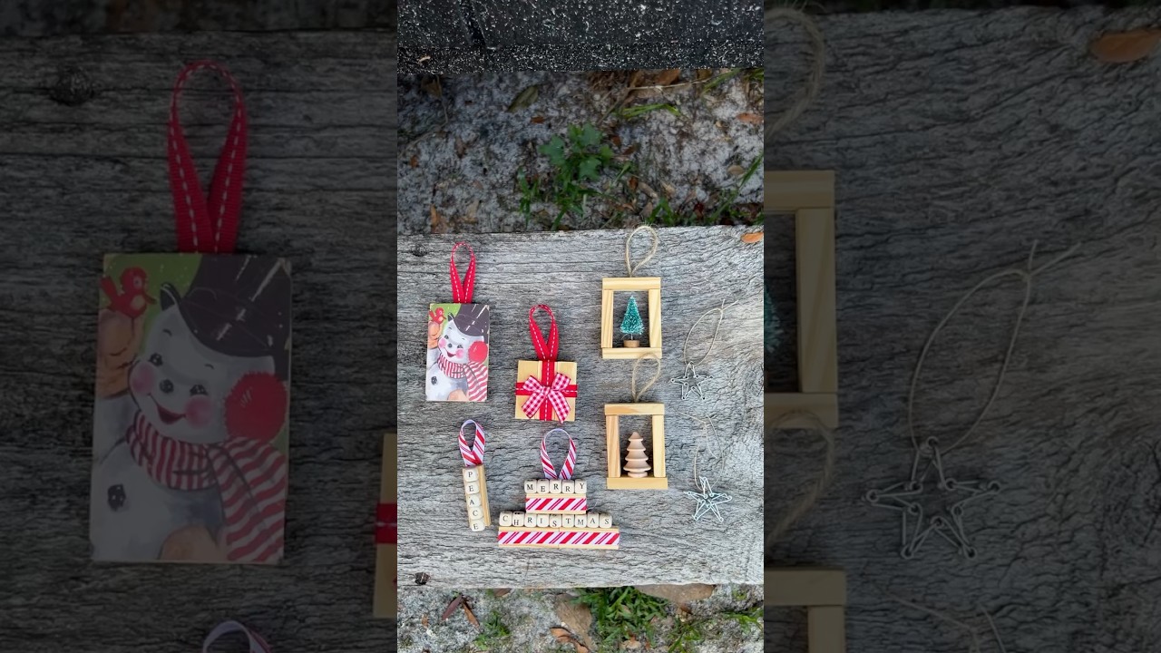 6 Dollar Tree Christmas Ornaments using Jenga Blocks 