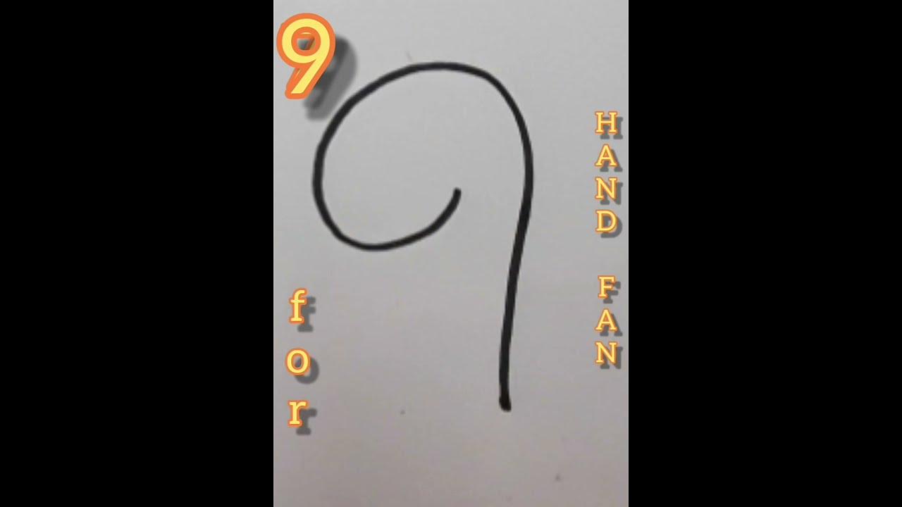 How To Draw 9 For Hand FanDrawing Using Number EasyNumber Se Drawing