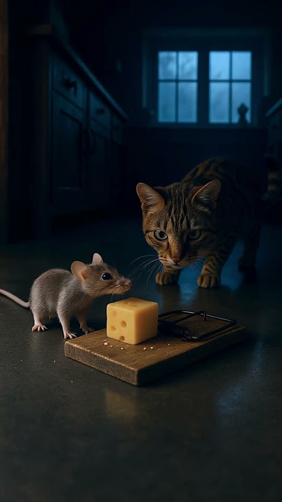 OMG! 😱😱 The rat stealing cheese might trigger trap and cat!   #shorts #rat  #cat #cheese #trap